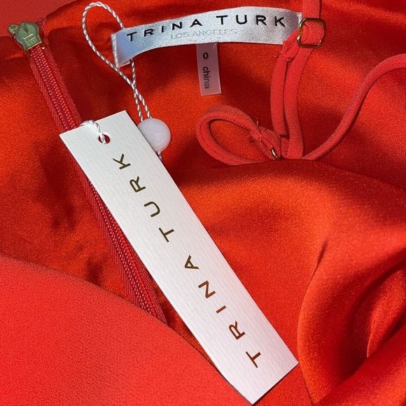 Trina Turk Starry Dress Size 0 Ruffle Orange - Picture 6 of 6